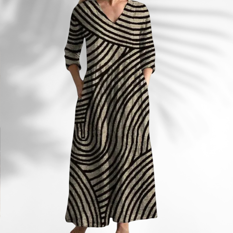 Pauline™- Mønstrete Maxikjole