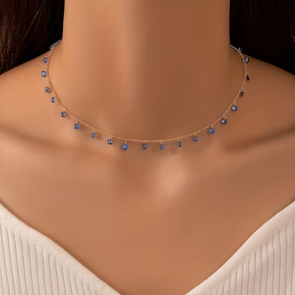 Minimalistisk Blå Steinhalskjede | Sammen mot diabetes