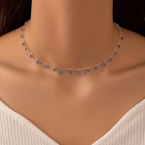 Minimalistisk Blå Steinhalskjede | Sammen mot diabetes