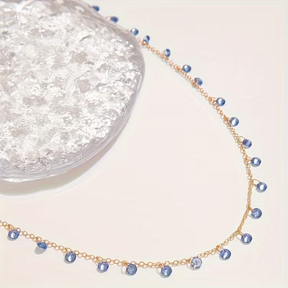 Minimalistisk Blå Steinhalskjede | Sammen mot diabetes