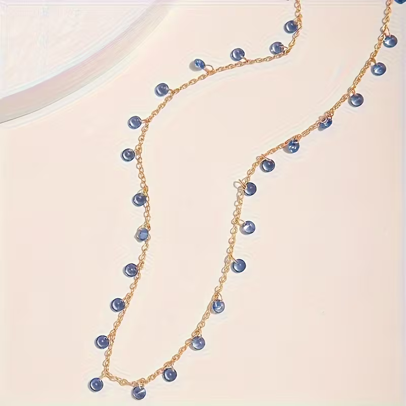 Minimalistisk Blå Steinhalskjede | Sammen mot diabetes